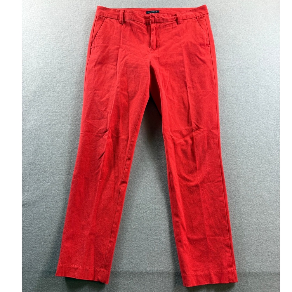 Tommy Hilfiger Chino Pants Women 10 Red Stretch Straight Leg Mid Rise 34x28
